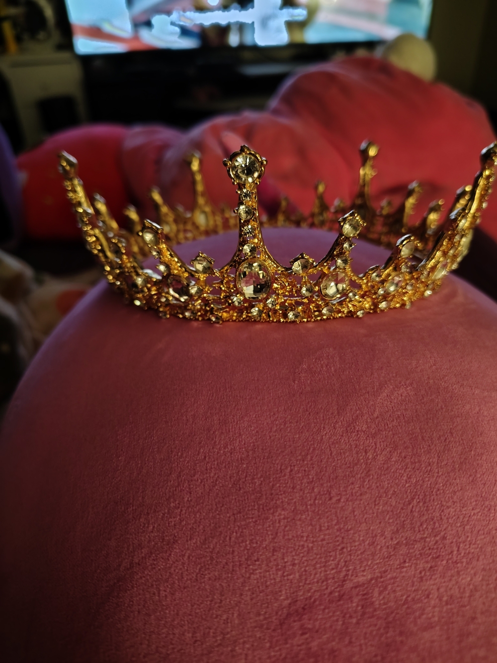 Gold Crystal Tiara Crown - Women Accessories